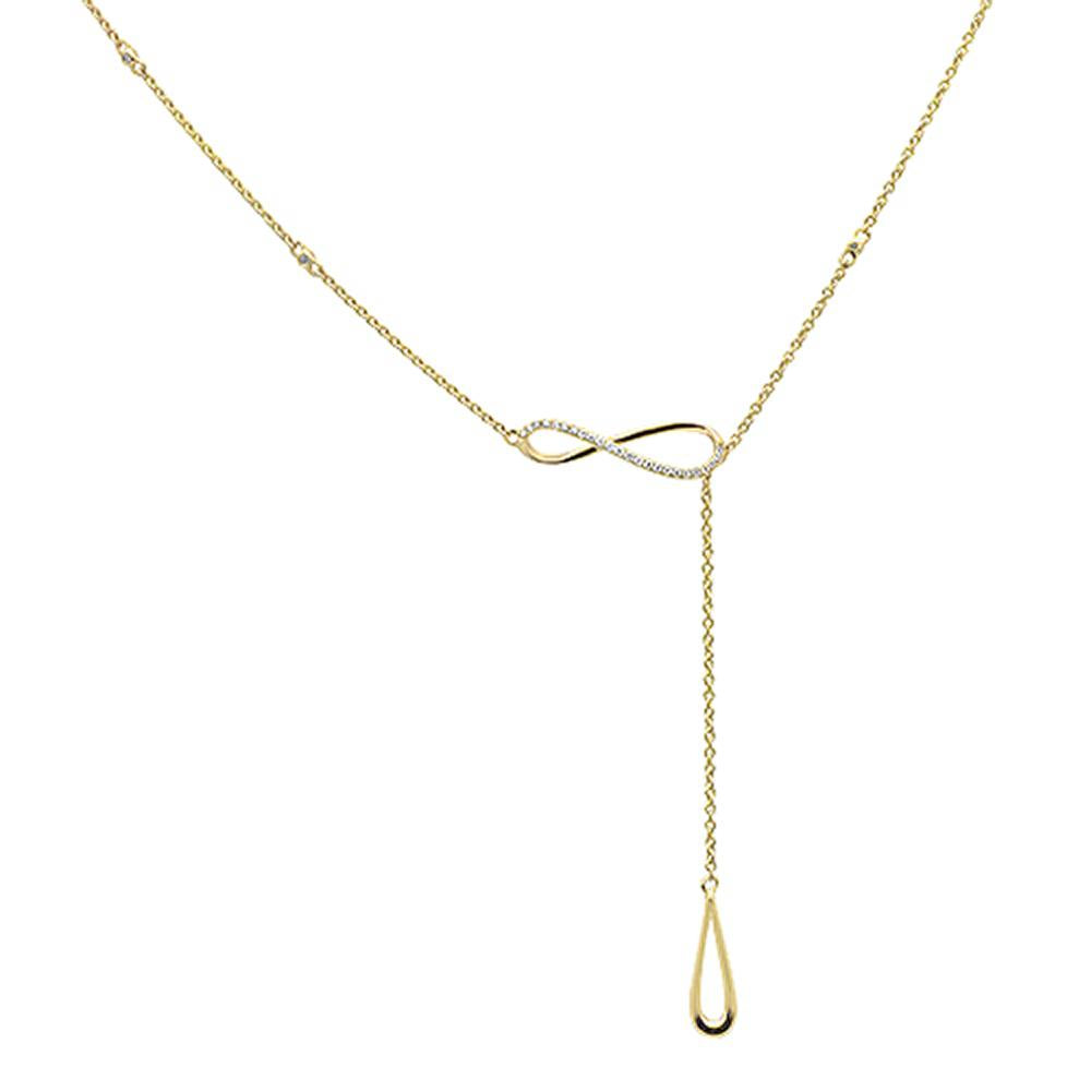 ''.10cts 14k Yellow GOLD Diamond Infinity Designer Lariat Necklace 18''''''