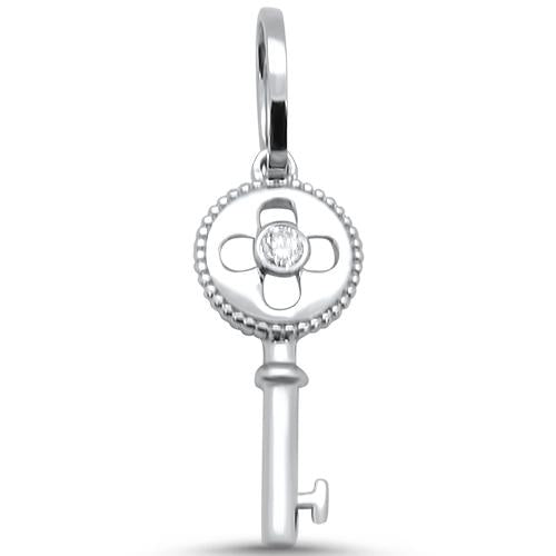 ''.05ct 14kt White Gold Diamond PENDANT 1'''' Key''