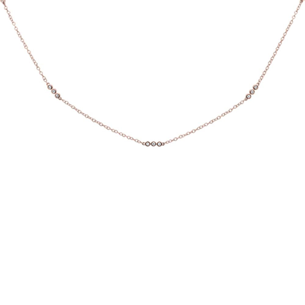 ''GEMSTONE CLOSEOUT  .19cts 14k Rose Gold Diamond Station NECKLACE 18''''''