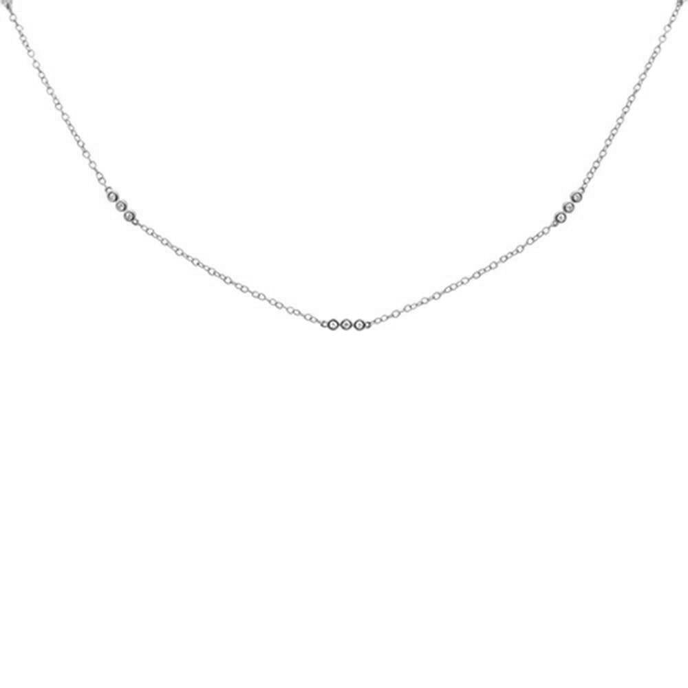 ''.19ct 14k White Gold Diamond 3 Bezel Station NECKLACE 18'''' Long''