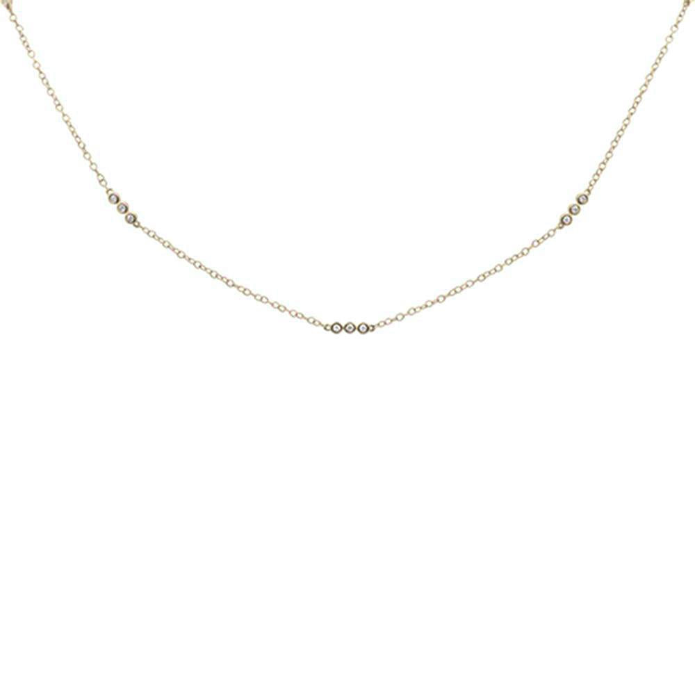 ''.22ct 14k Yellow Gold Diamond 3 Bezel Station NECKLACE 18'''' Long''