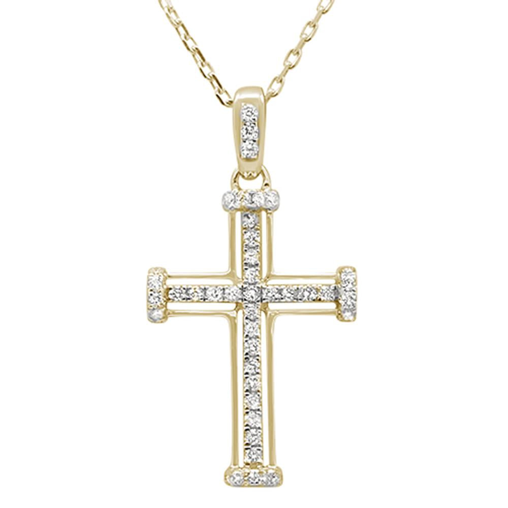 ''SPECIAL!.28ct 14k Yellow Gold Diamond Cross Pendant NECKLACE 18'''' Long''