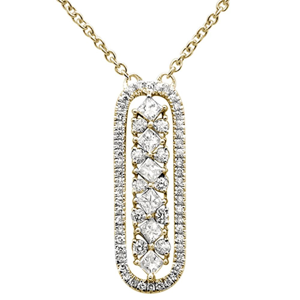 ''.49ct 14k Yellow Gold Diamond Modern Pendant NECKLACE 18'''' Long''