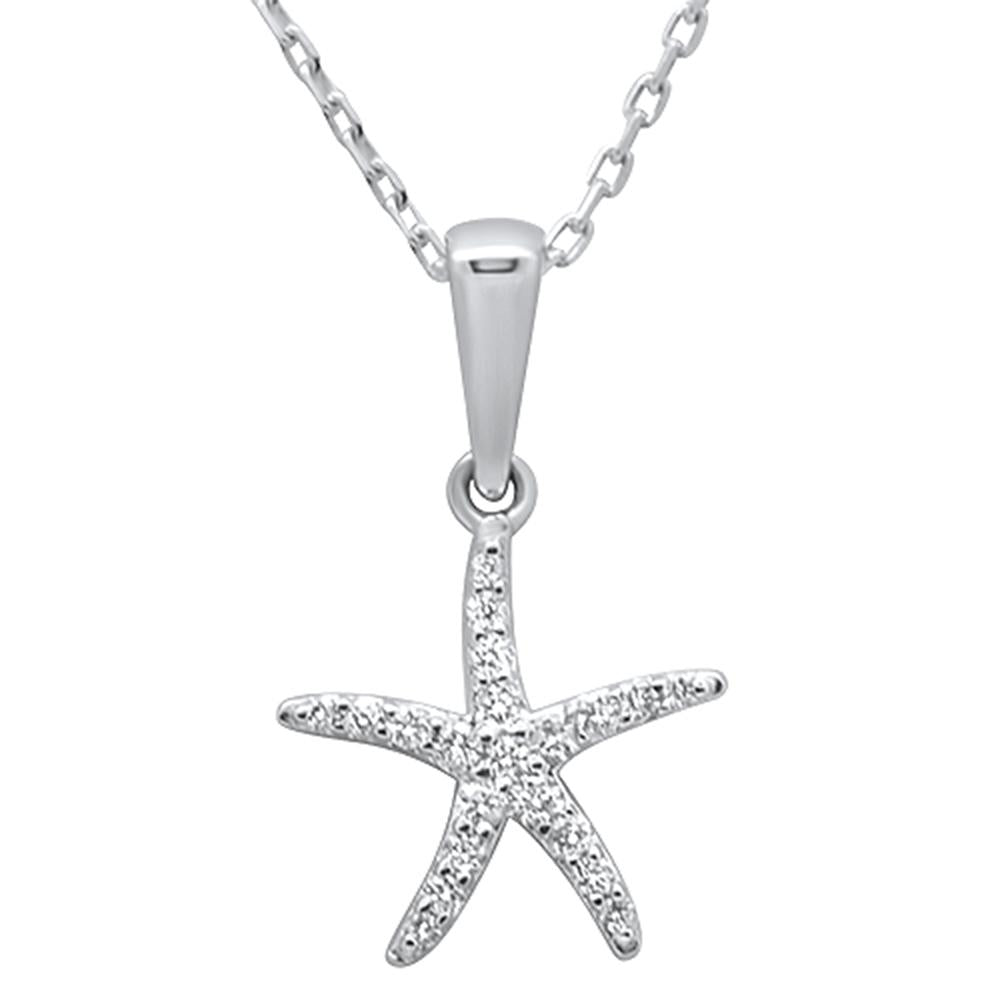 ''.15ct 14k White Gold Diamond Starfish Pendant NECKLACE 18'''' Long''