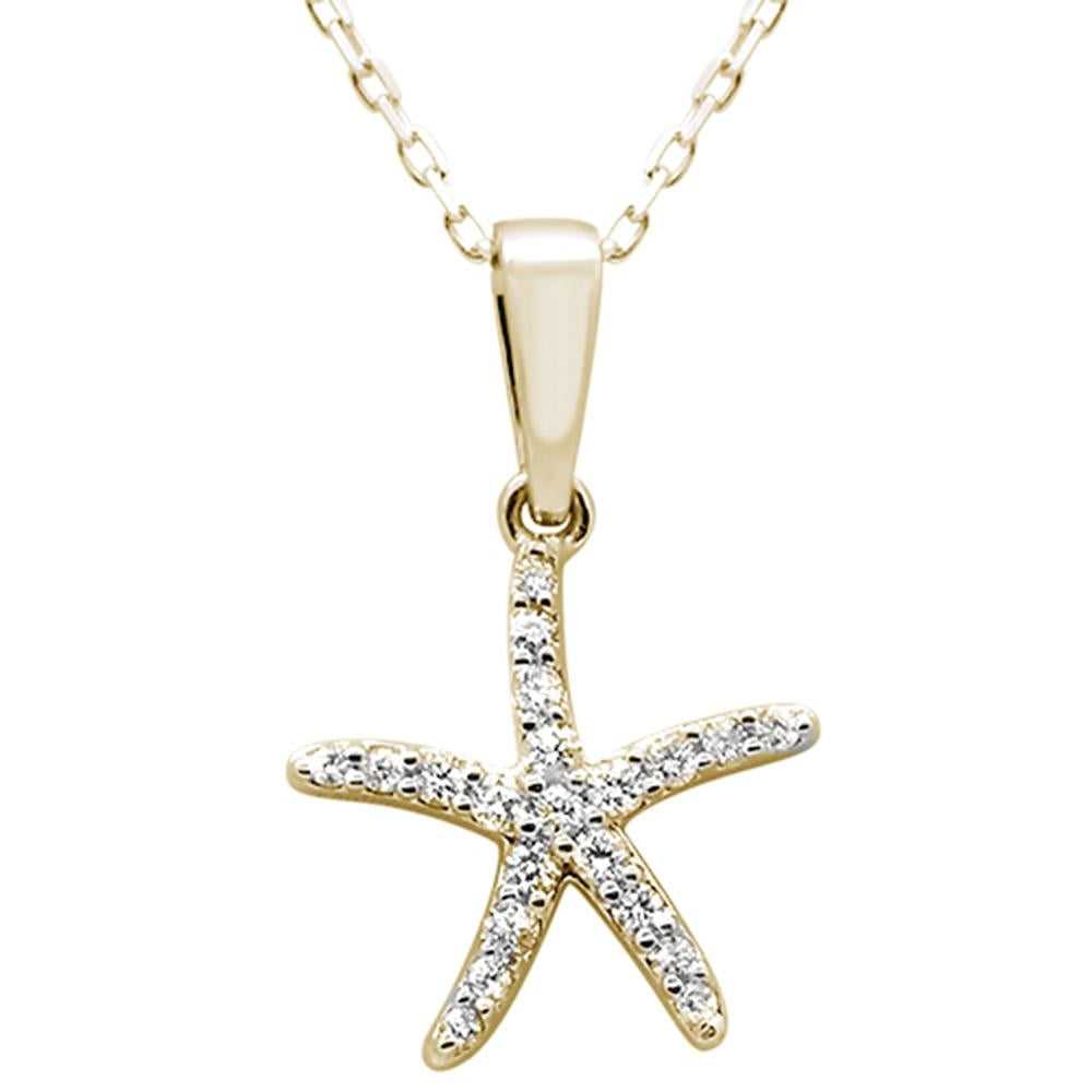 ''SPECIAL! .15ct 14k Yellow Gold DIAMOND Starfish Pendant Necklace 18'''' Long''