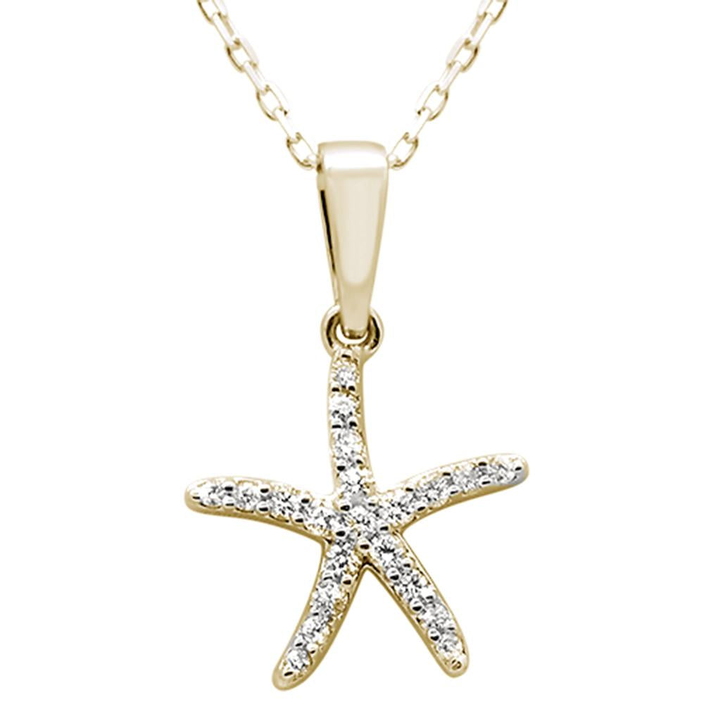 ''SPECIAL! .15ct 14k Yellow Gold Diamond Starfish PENDANT Necklace 18'''' Long''