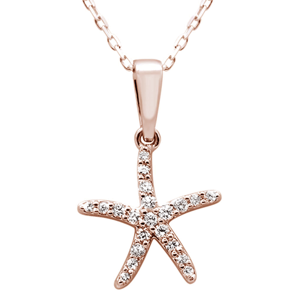 ''SPECIAL! .17ct 14k Rose GOLD Diamond Starfish Pendant Necklace 18'''' Long''