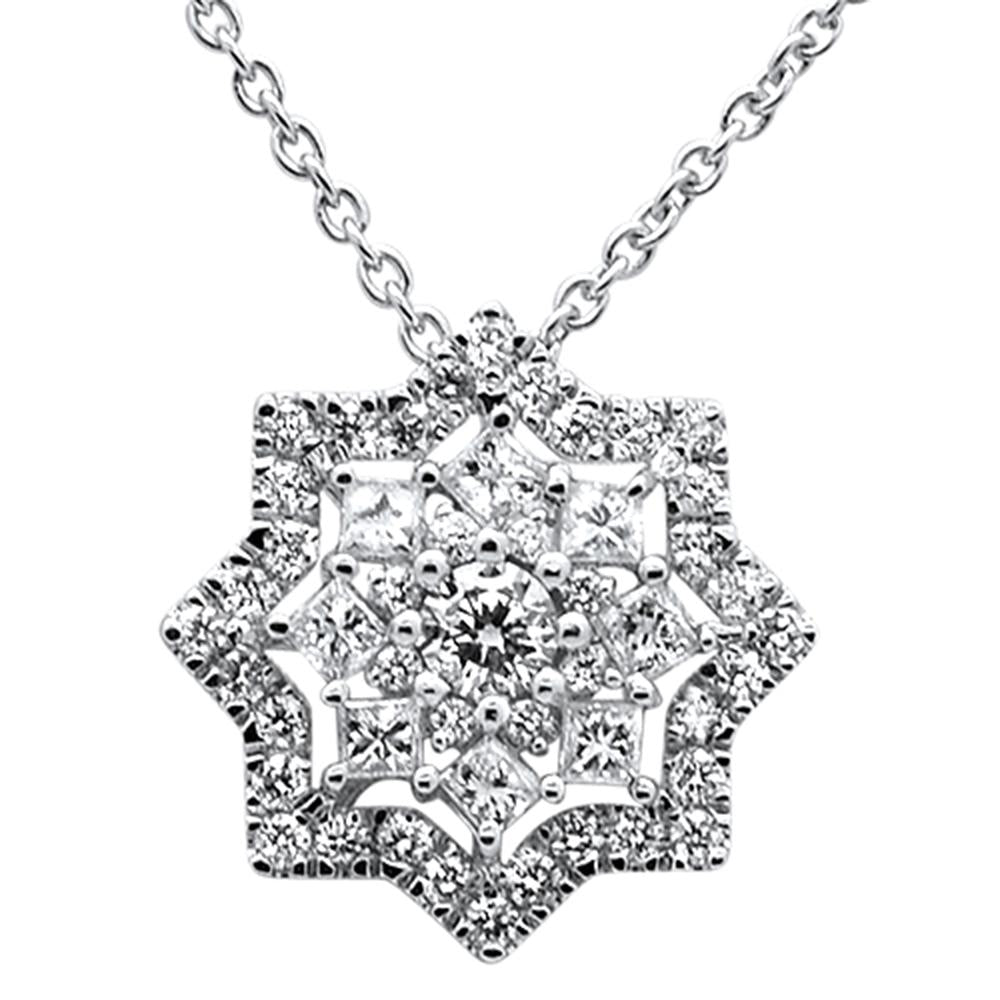 ''SPECIAL!.69ct 14k White Gold DIAMOND Star Pendant Necklace 18'''' Long''