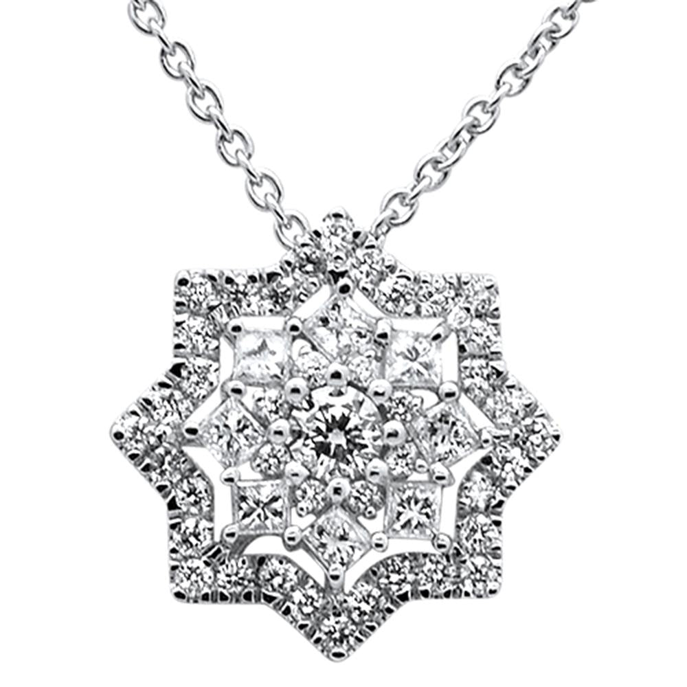 ''SPECIAL!.69ct 14k White GOLD Diamond Star Pendant Necklace 18'''' Long''