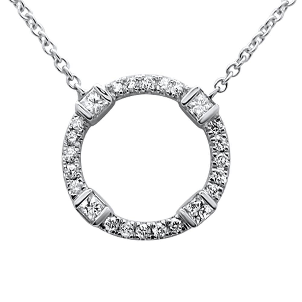 ''.32ct 14k White Gold Diamond Pendant Circle NECKLACE 18'''' Long''