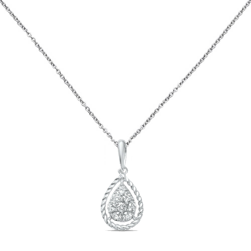 ''.21ct F SI 10K White GOLD Diamond Teardrop Pear Shape Drop Pendant Necklace 18''''''