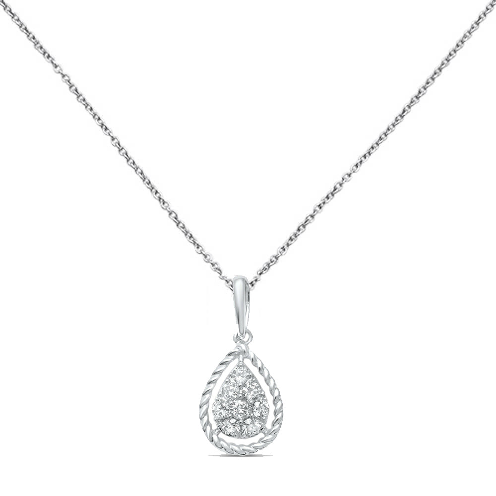 ''.21ct F SI 10K White Gold Diamond Teardrop Pear Shape Drop PENDANT Necklace 18''''''