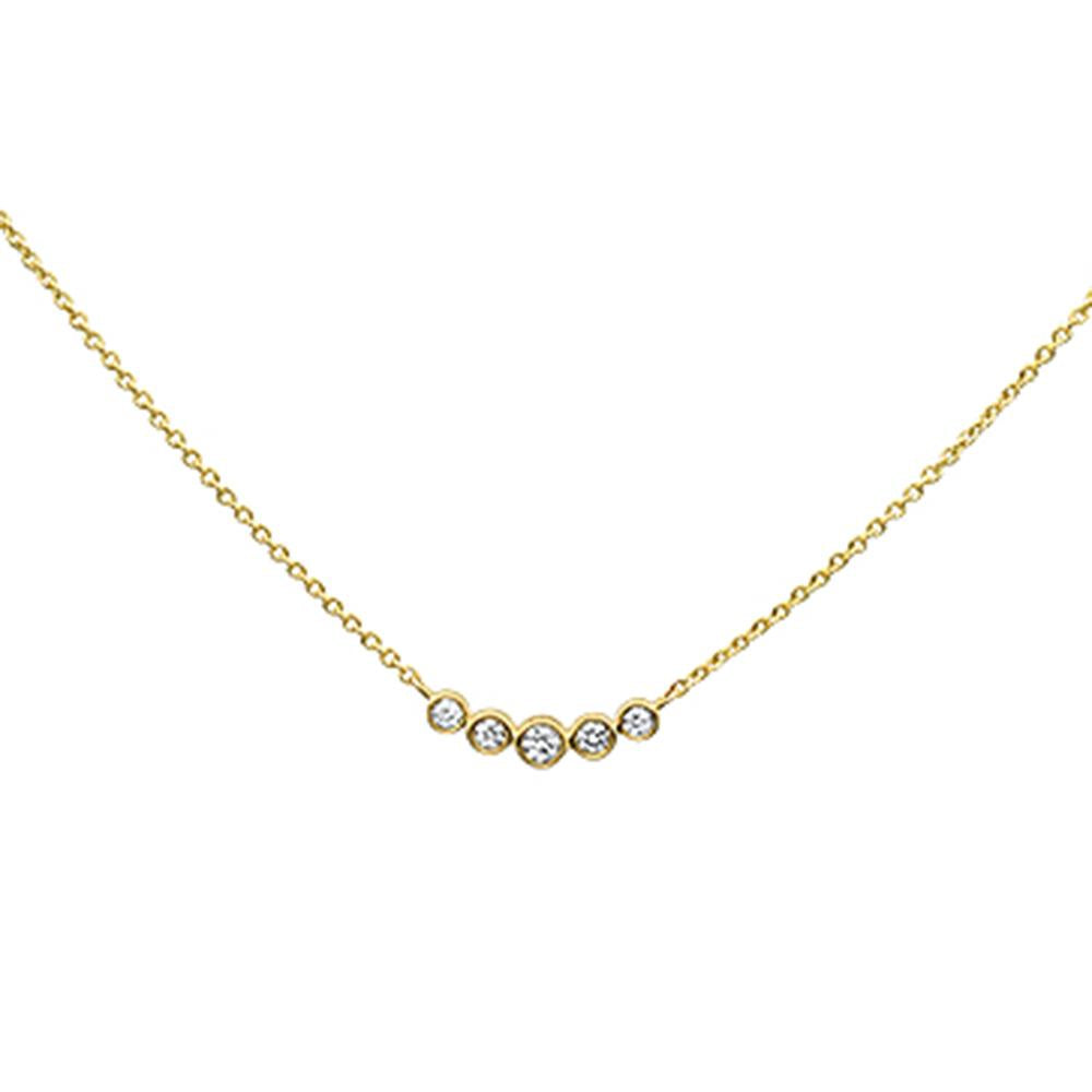 ''.22ct 14K Yellow Gold Diamond 5 Stone PENDANT Necklace 18'''' Long''