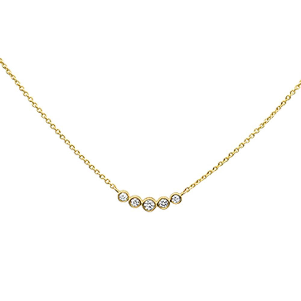 ''.22ct 14K Yellow GOLD Diamond 5 Stone Pendant Necklace 18'''' Long''