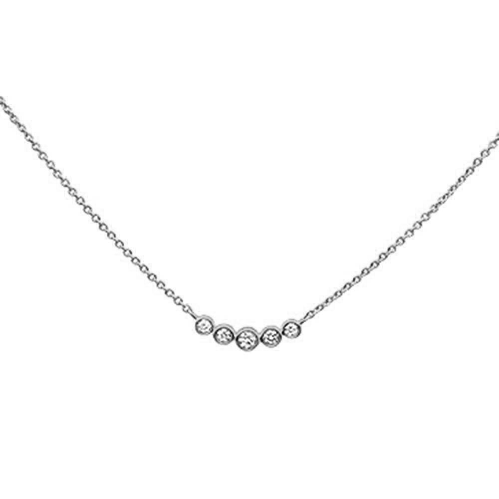 ''.22CT G SI 14K White Gold DIAMOND 5 Stone Pendant Necklace 18''''''