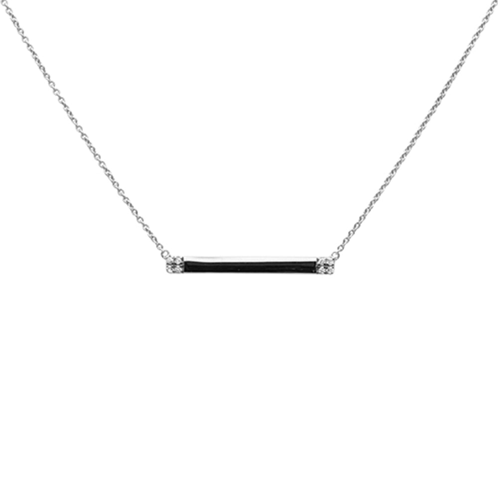 ''.07ct 14K White Gold Diamond Bar PENDANT Necklace 18'''' Long''