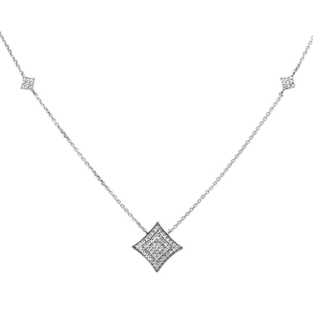 ''SPECIAL! .27ct 14k White Gold Diamond Modern Pendant NECKLACE 18'''' Long''