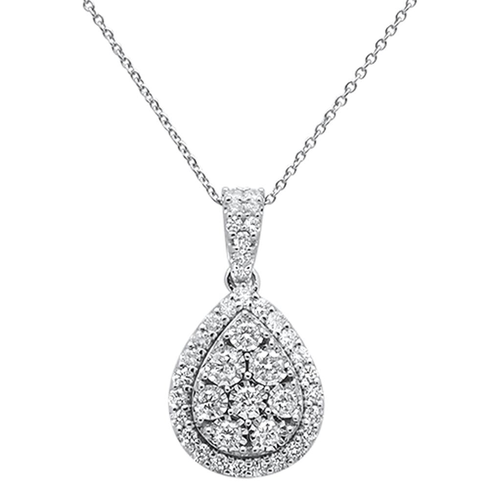 ''SPECIAL!.97ct 14k White Gold Diamond Teardrop PENDANT Necklace 18'''' Long''