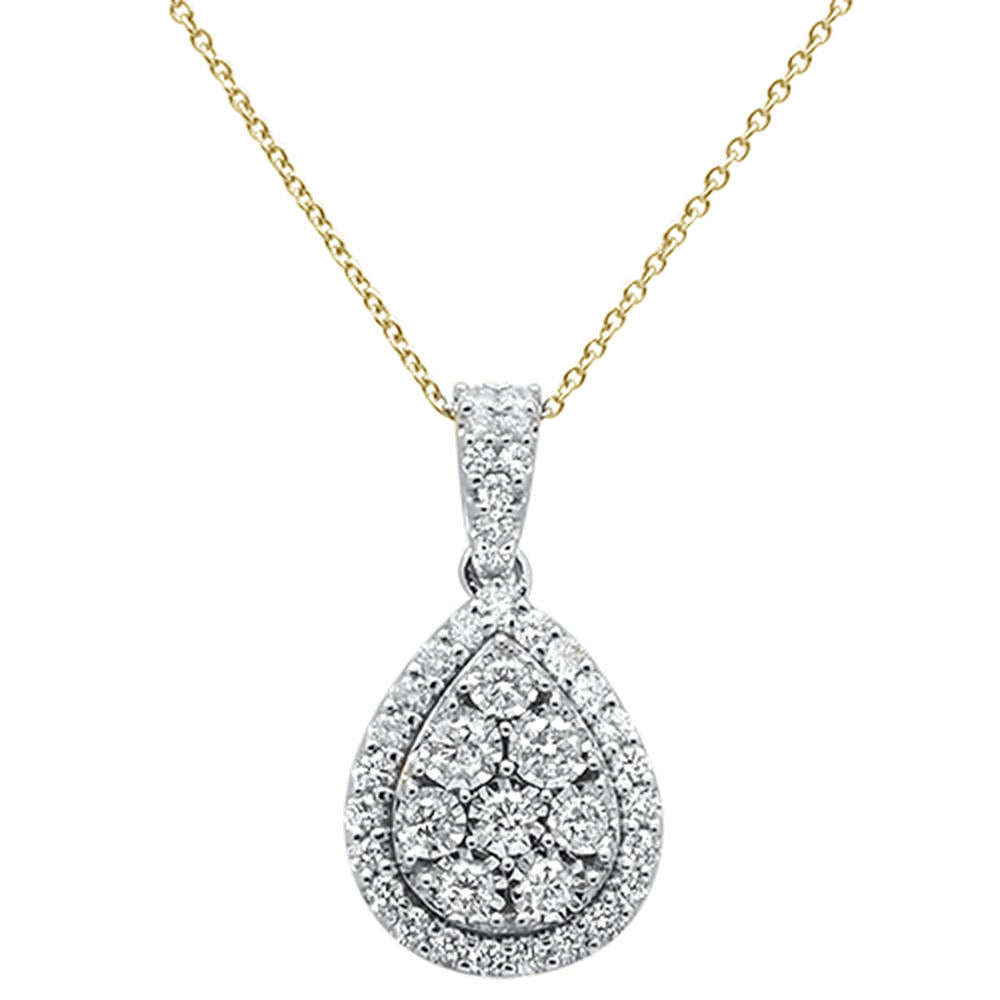 ''SPECIAL!1.04ct 14k Yellow Gold Diamond Teardrop PENDANT Necklace 18'''' Long''