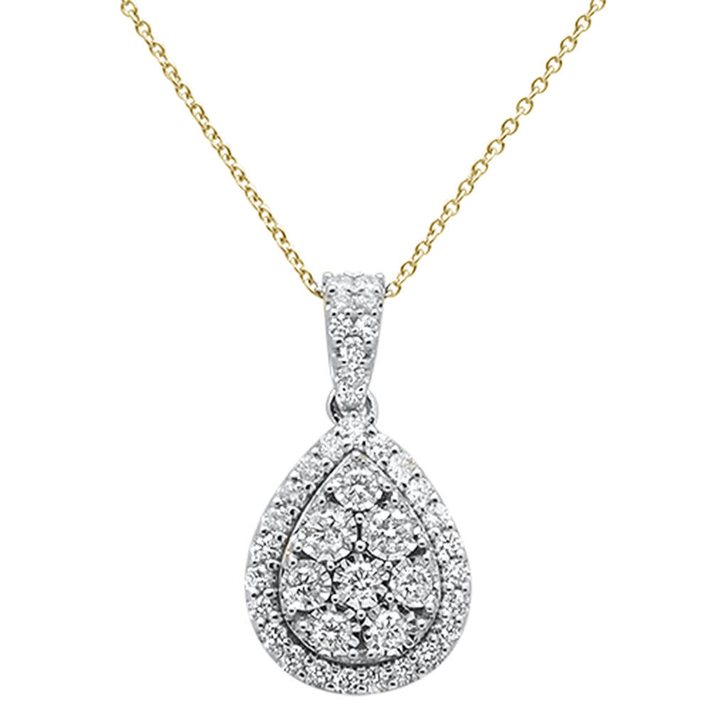 ''SPECIAL!1.04ct 14k Yellow GOLD Diamond Teardrop Pendant Necklace 18'''' Long''