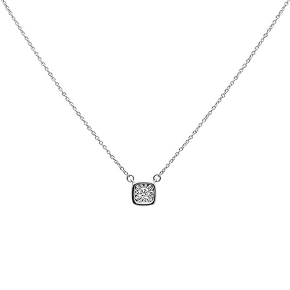 ''.10ct 14k White Gold Diamond Bezel Solitaire PENDANT Necklace 18''''''