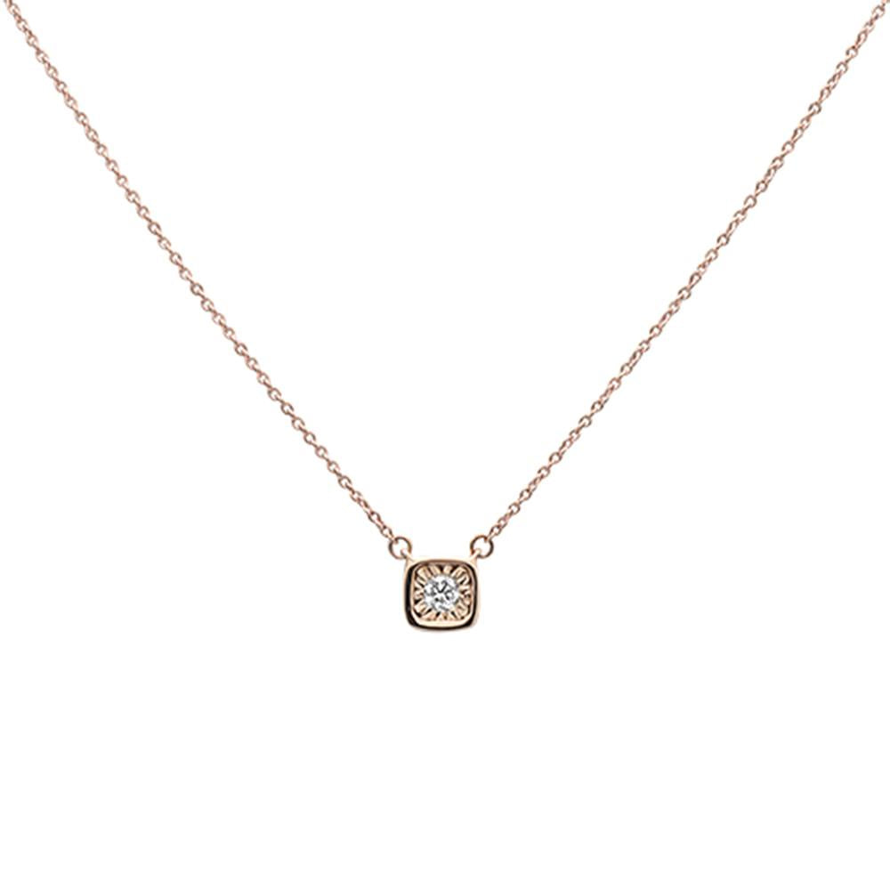 ''.10ct 14k Rose Gold Diamond Bezel Solitaire Pendant NECKLACE 18''''''