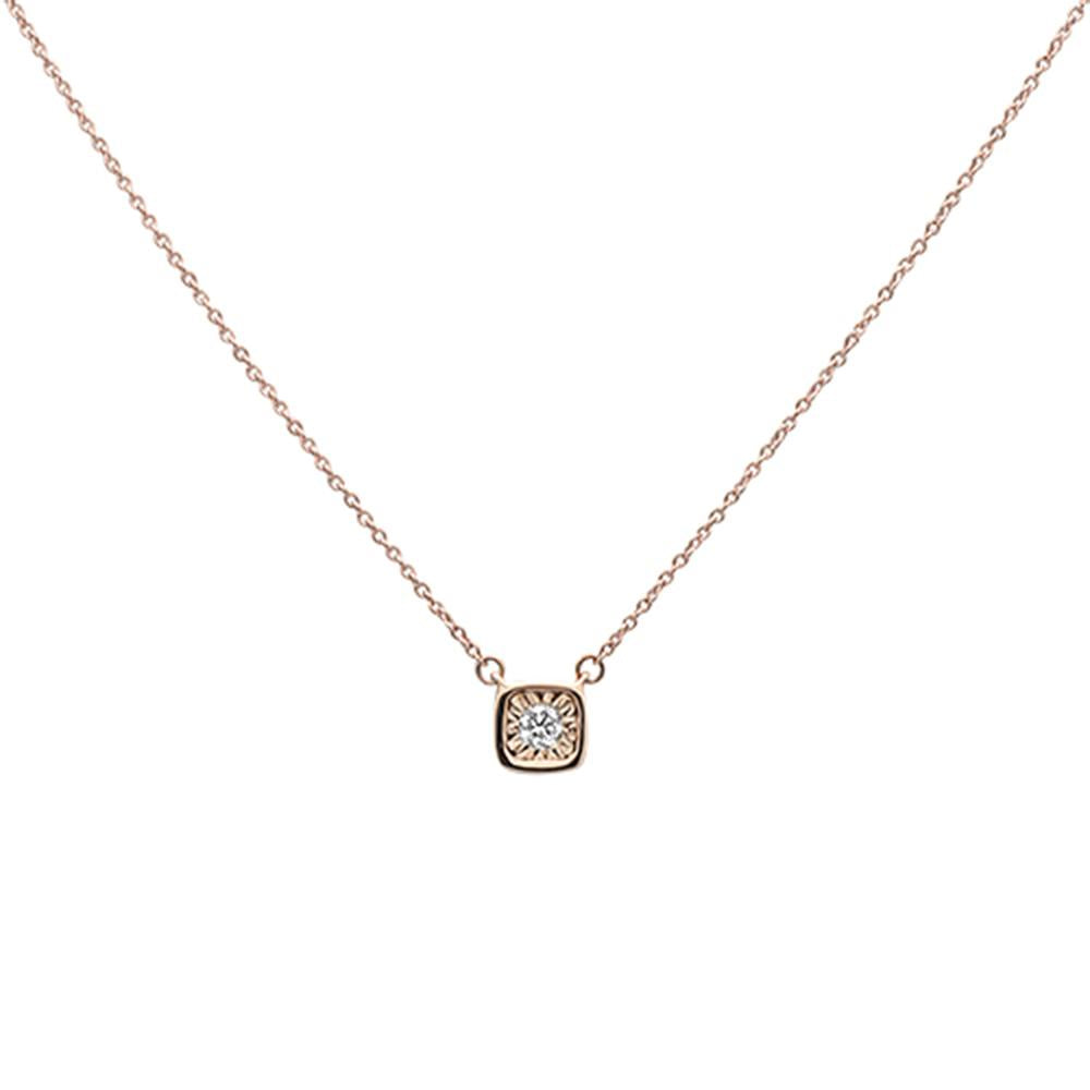 ''.10ct 14k Rose Gold DIAMOND Bezel Solitaire Pendant Necklace 18''''''