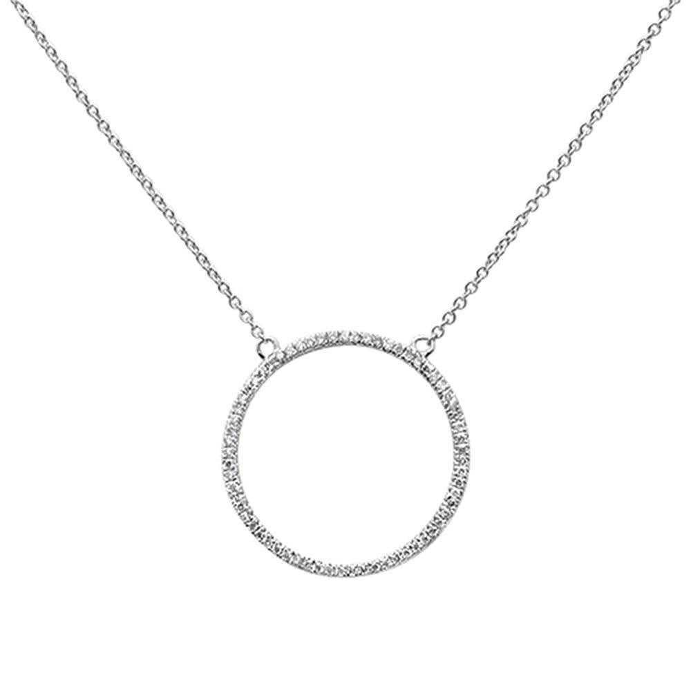 ''.19ct 14k White Gold Diamond Circle Trendy Pendant Layering NECKLACE 18''''''