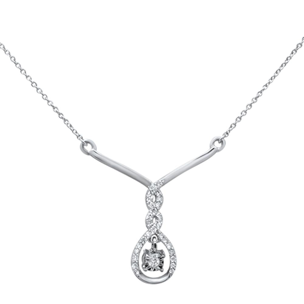 ''SPECIAL! .17ct 14k White Gold Infinity Dangling Round Diamond Pendant NECKLACE 18''''''