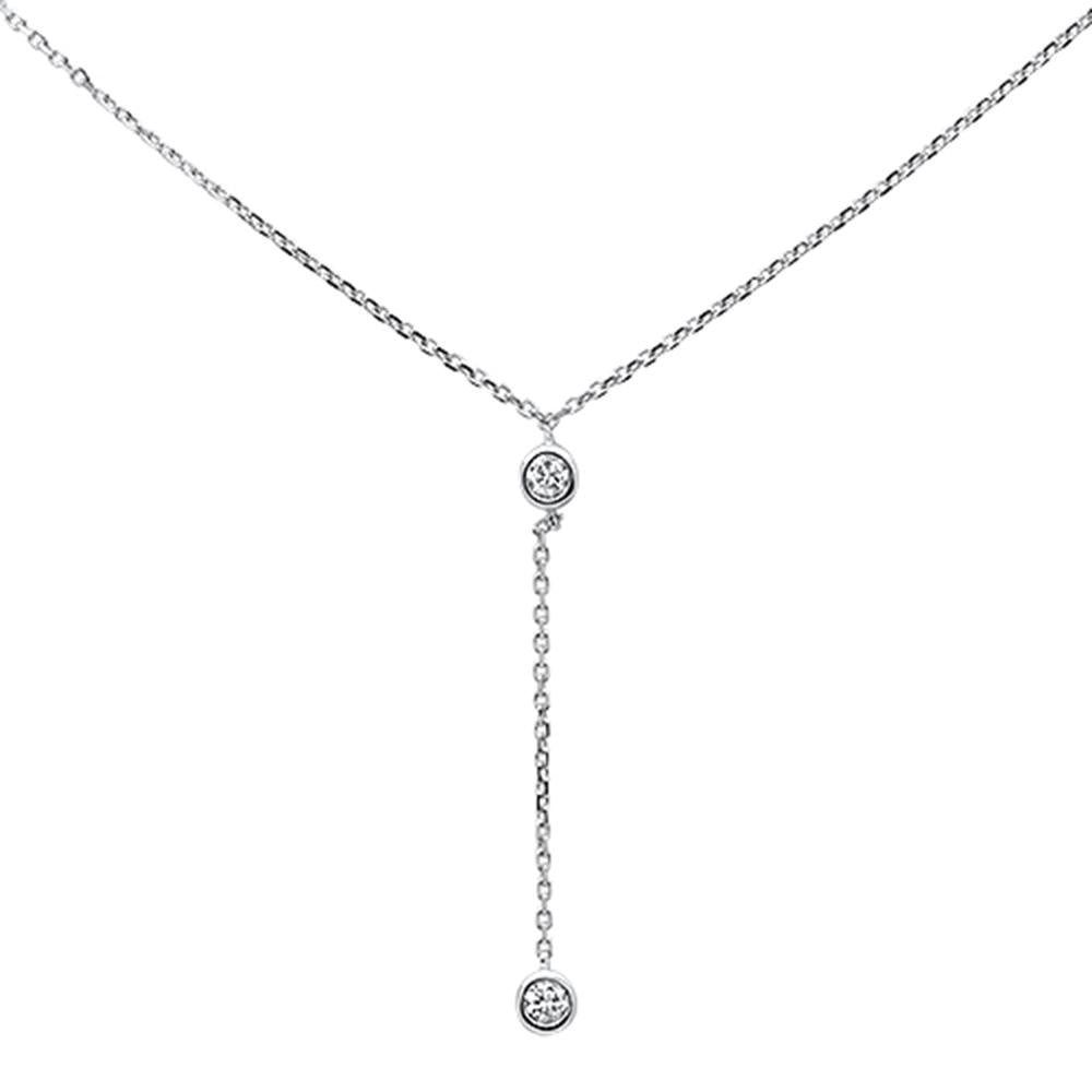 ''.13ct 14k White Gold Diamond Lariat Drop PENDANT Necklace 18'''' Long''