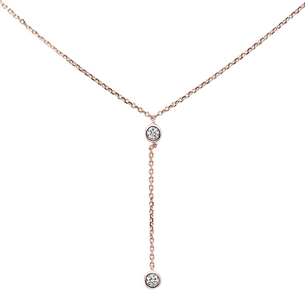 ''.13ct 14k Rose Gold Diamond Lariat Drop Pendant NECKLACE 18'''' Long''