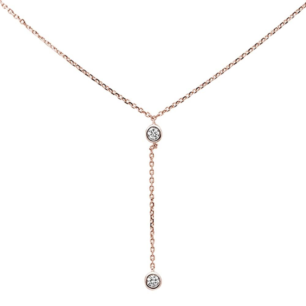 ''.13ct 14k Rose Gold Diamond Lariat Drop PENDANT Necklace 18'''' Long''