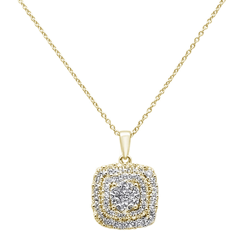 ''SPECIAL!.97ct 14k Yellow GOLD Diamond Square Shaped Pendant Necklace 18'''' Long''