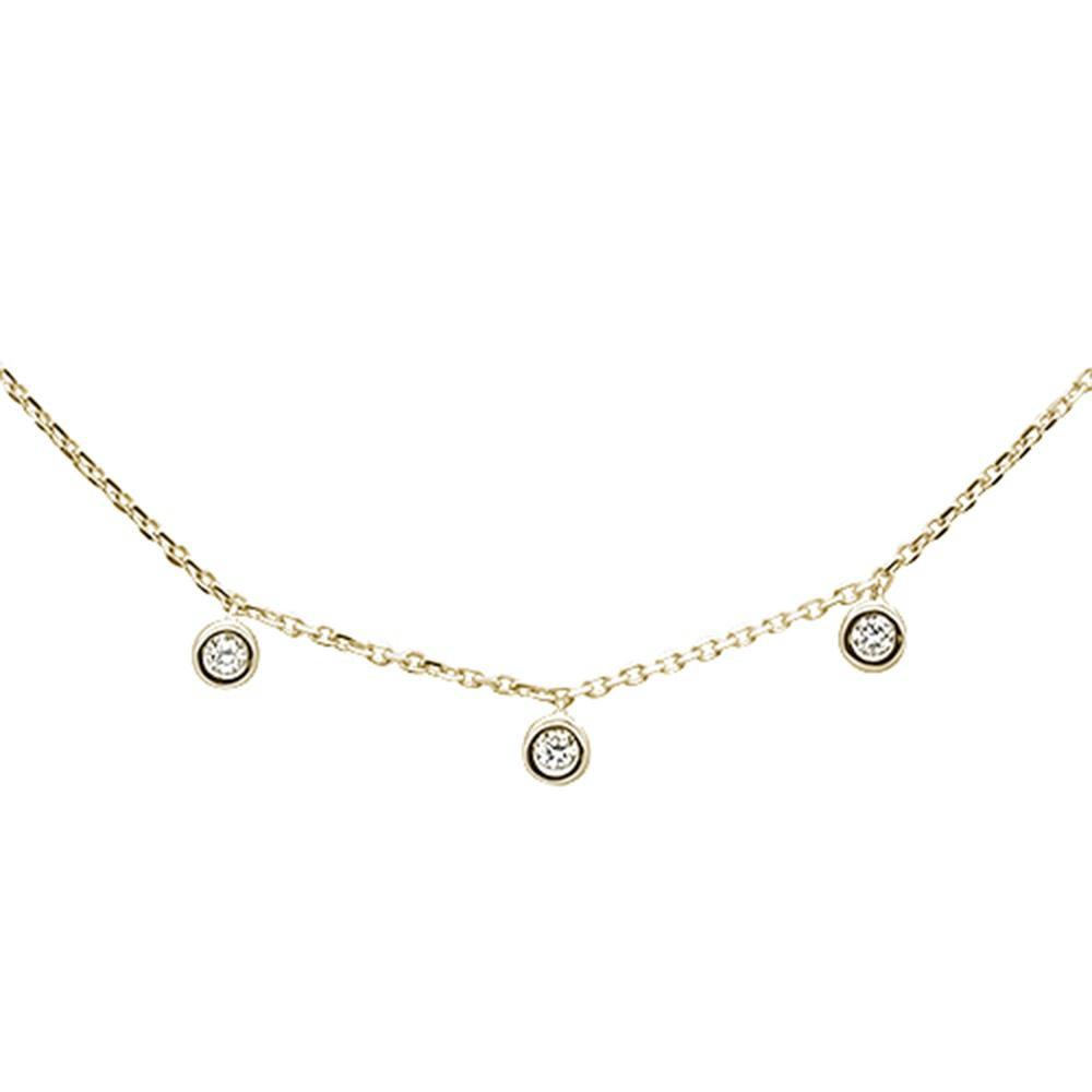 ''.07ct 14k Yellow GOLD Diamond Station Bezel Necklace 18''''''