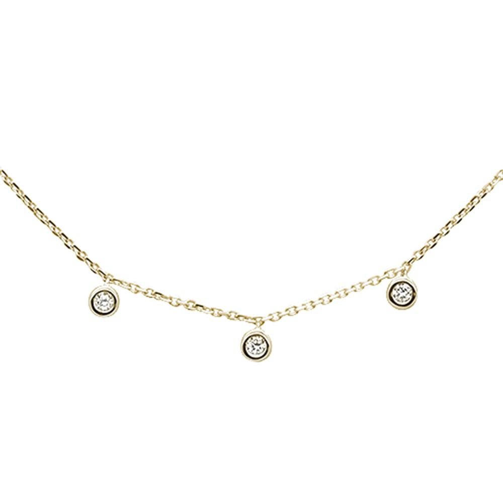 ''SPECIAL! .07ct 14k Yellow Gold DIAMOND Station Bezel Necklace 18''''''