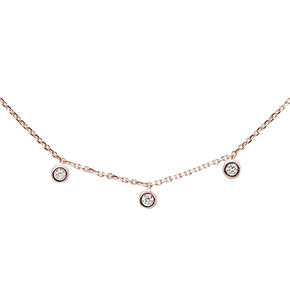 ''.07ct 14k Rose Gold Diamond Station Bezel NECKLACE 18''''''