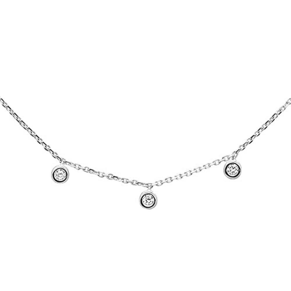 ''.07ct 14k White Gold DIAMOND Station Bezel Necklace 18''''''