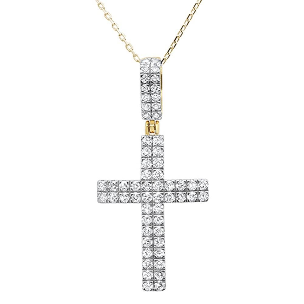 ''SPECIAL!1ct 14k Yellow Gold DIAMOND Micro Pave Cross Pendant Necklace 18''''''