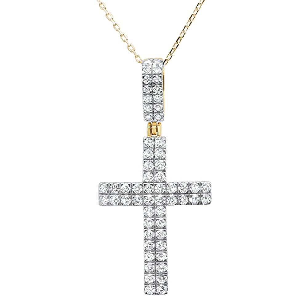 ''SPECIAL!1ct 14k Yellow Gold Diamond Micro Pave Cross PENDANT Necklace 18''''''