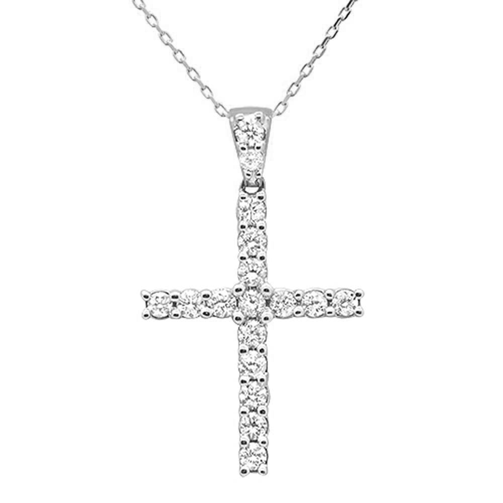 ''SPECIAL!.99ct 14k White GOLD Diamond Cross Pendant Necklace''