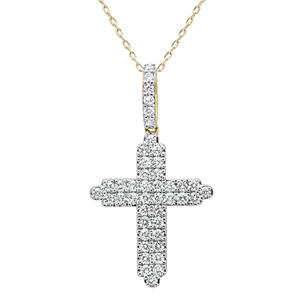''SPECIAL!1.1ct 14k Yellow Gold Diamond Micro Pave Cross Pendant NECKLACE 18''''''