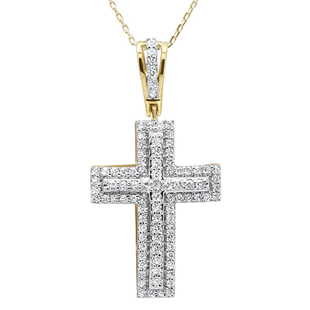 ''SPECIAL!.99ct 14k Yellow Gold Diamond Micro Pave Cross PENDANT Necklace 18''''''