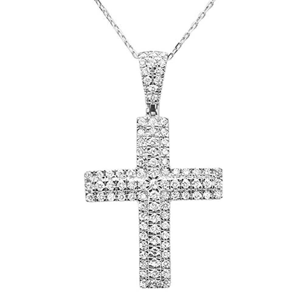 ''SPECIAL!1.00ct 10k White Gold Diamond Cross Iced PENDANT Necklace 18''''''