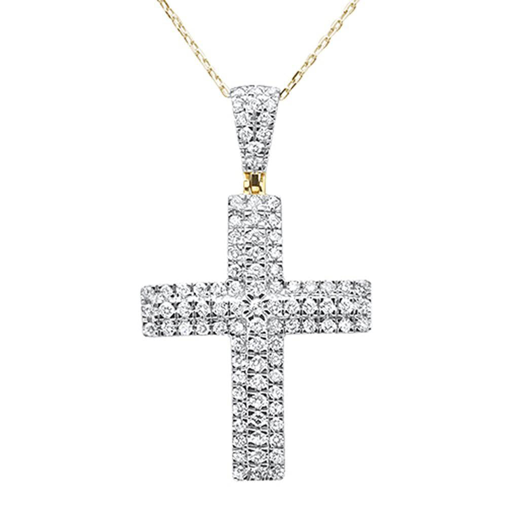 ''SPECIAL!.99ct 10k Yellow GOLD Diamond Micro Pave Iced Cross Necklace 18'''' Long''