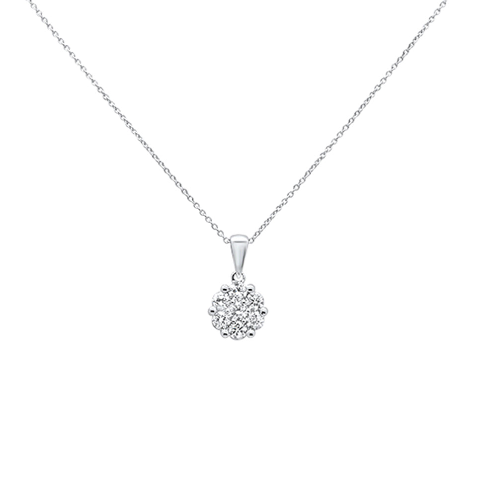 ''.26cts 14k White gold Round DIAMOND Solitaire Pendant Necklace 18'''' Long''