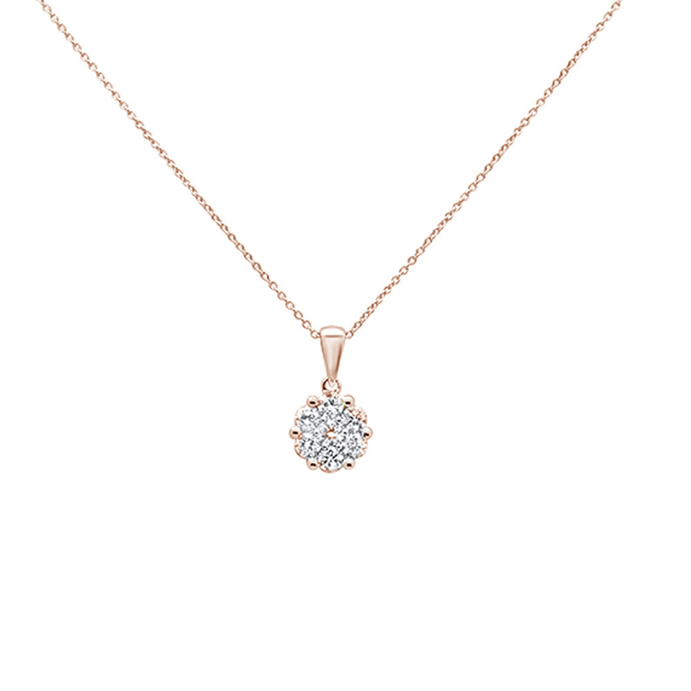 ''.25ct 14k Rose Gold Round DIAMOND Solitaire Pendant Necklace 18'''' Long''