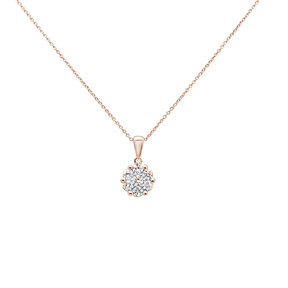 ''.25ct 14k Rose GOLD Round Diamond Solitaire Pendant Necklace 18'''' Long''