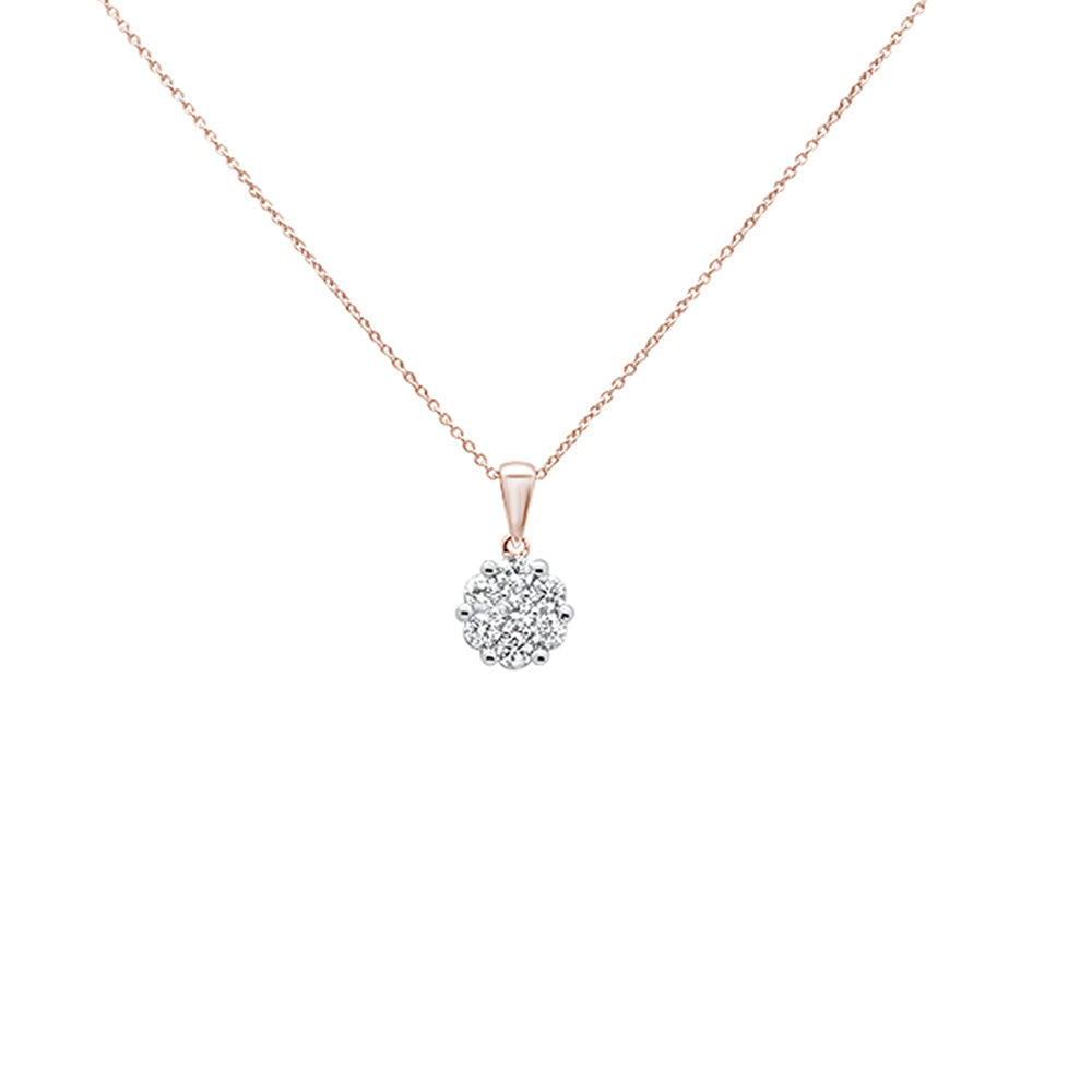 ''.15cts 14k Rose Gold Round DIAMOND Cluster Pendant Necklace 18'''' Long''