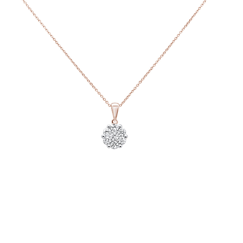 ''.15cts 14k Rose GOLD Round Diamond Cluster Pendant Necklace 18'''' Long''