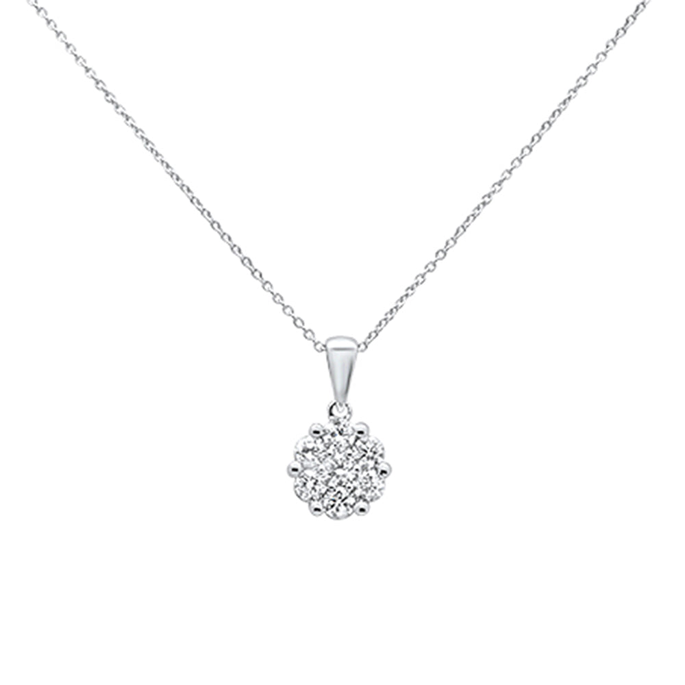 ''SPECIAL!.56cts 14k White gold Round DIAMOND Cluster Pendant Necklace 18'''' Long''